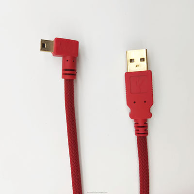 Κόκκινο Προσαρμοσμένο USB 2.0 USB A αρσενικό προς δεξιά γωνία Μίνι καλώδιο USB Γρήγορη φόρτιση