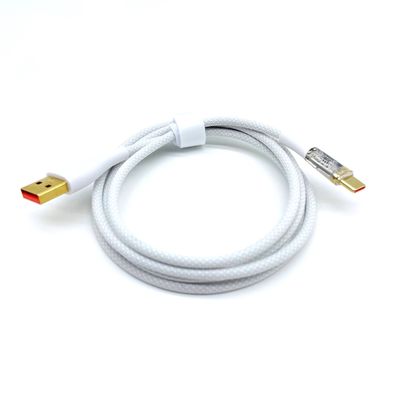 Λευκό ταχεία φόρτιση αρσενικό καλώδιο USB A προς C καλώδιο USB C